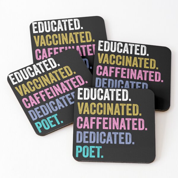 Item preview, poet Vaccinated Caffeinated Dedicated, poet Fathers Day designed and sold by Dogs Geeky⭐⭐⭐⭐⭐.