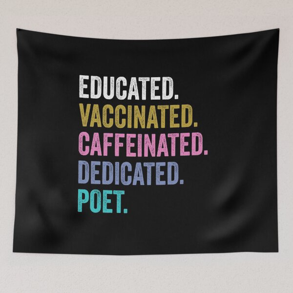 Item preview, poet Vaccinated Caffeinated Dedicated, poet Fathers Day designed and sold by Dogs Geeky⭐⭐⭐⭐⭐.