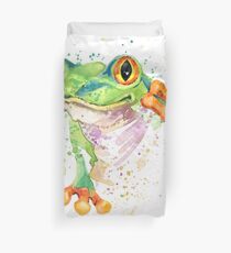 Grüner Baum-Frosch-PastellAquarell-Malerei Bettbezug