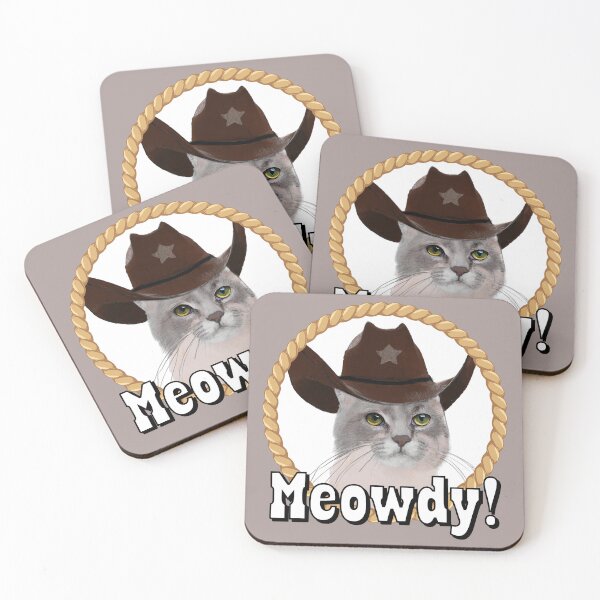Item preview, Meowdy! Gray Cowboy Cat Says Howdy Hello designed and sold by Reconocer.