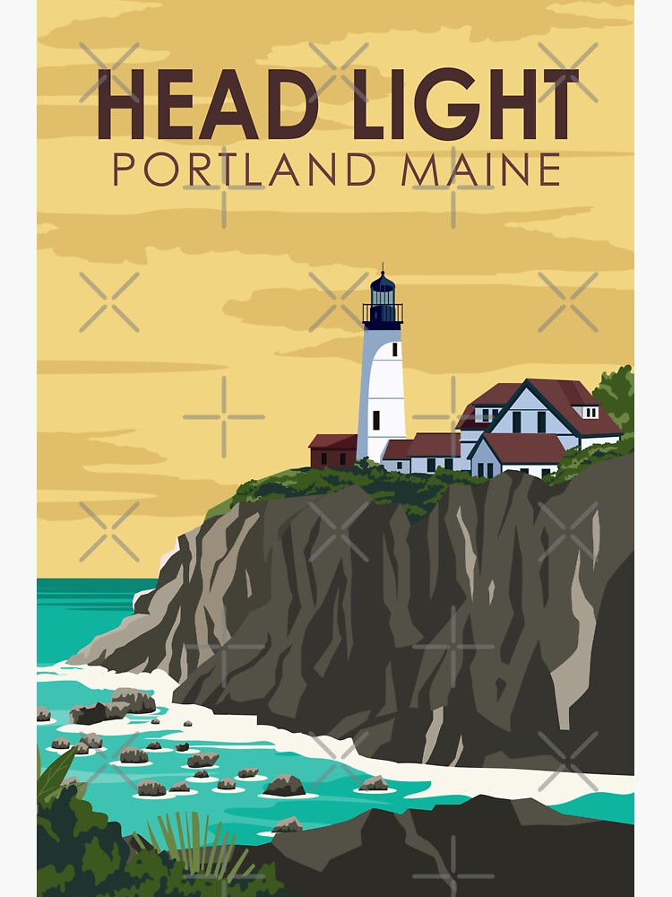 Portland Head Light Maine Travel Vintage Art Sticker For Sale By