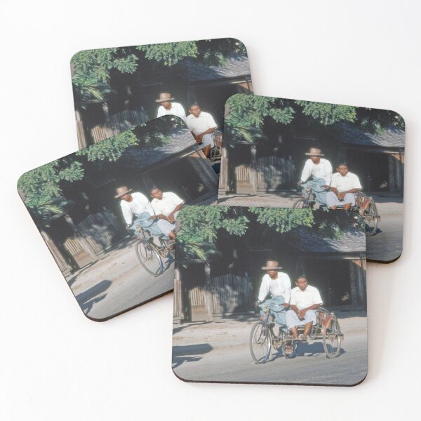 Item preview, 1970s - Scene of General Life in Bagan with a man riding a cycle rickshaw, Myanmar, Burma designed and sold by thatwaslife.