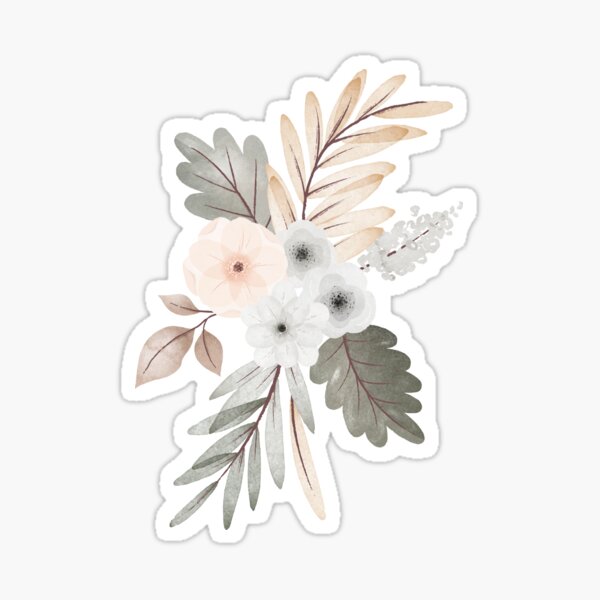 Watercolor Flowers Sticker For Sale By Artmoni Redbubble 