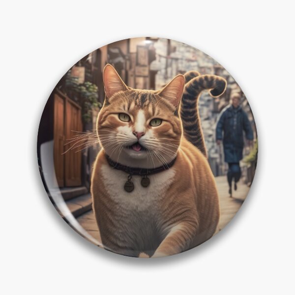 Item preview, Cute cat walking on a small street  designed and sold by KoolArtDistrict.