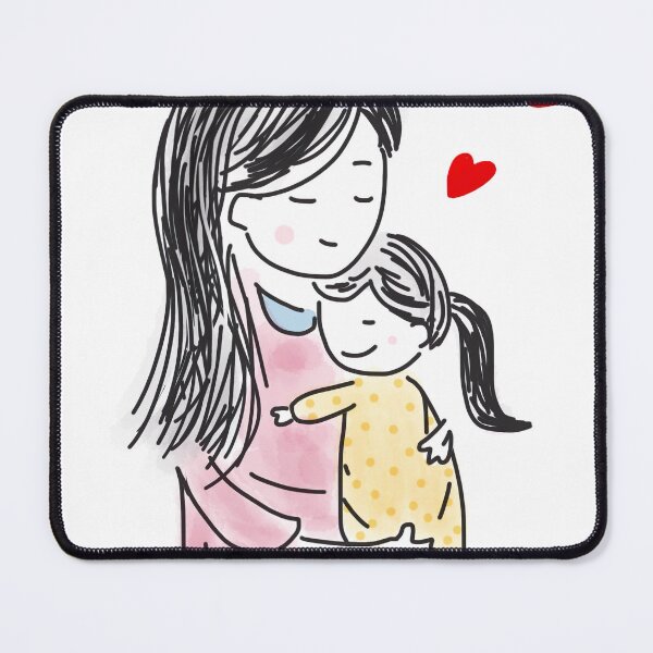 Item preview, Mother holds young daughter she loves in her arms. Illustration wall art. Colorful, abstract, family portrait wall art as prints, on canvas, or large posters (many print sizes). designed and sold by JoelsCorner.