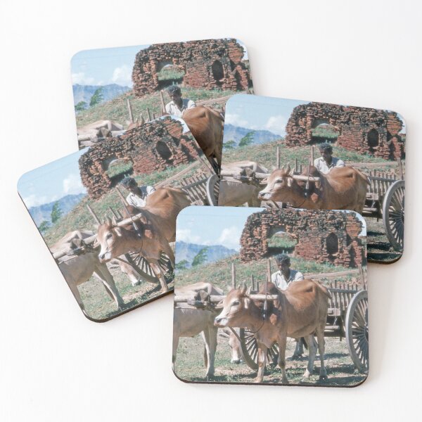 Item preview, 1970s - Scene of General Life in Bagan with a man and his bullock cart, Myanmar, Burma designed and sold by thatwaslife.