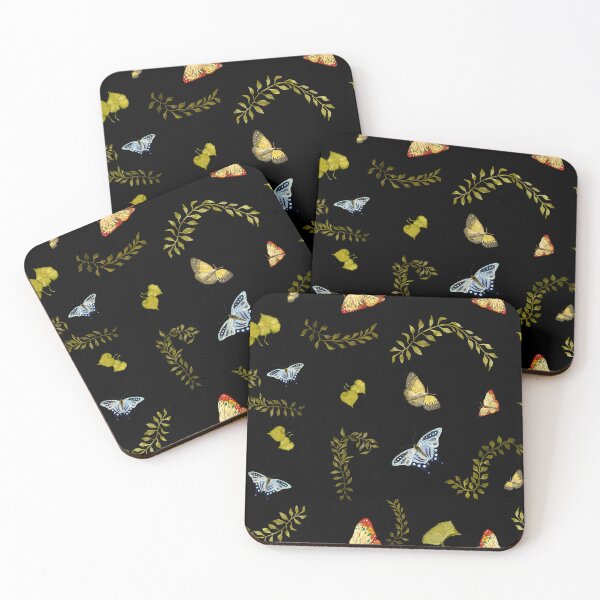 Item preview, Nature liana butterfly leaf pattern a watercolor black designed and sold by Yana Mustafina | Boho Soulful Designs.