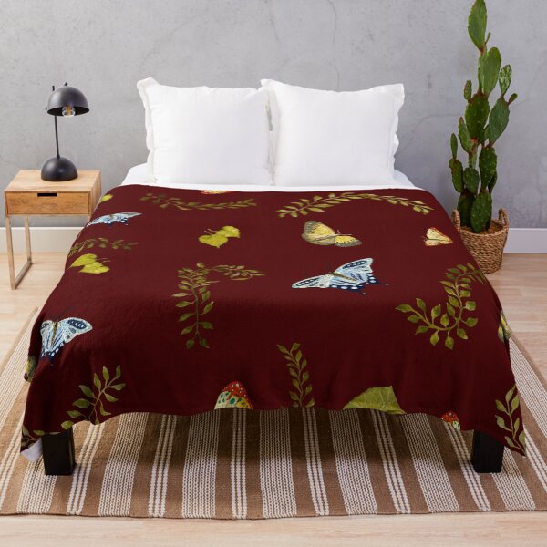 Artikelvorschau, Nature liana butterfly leaf pattern a watercolor red entworfen und verkauft von Yana Mustafina | Boho Soulful Designs.