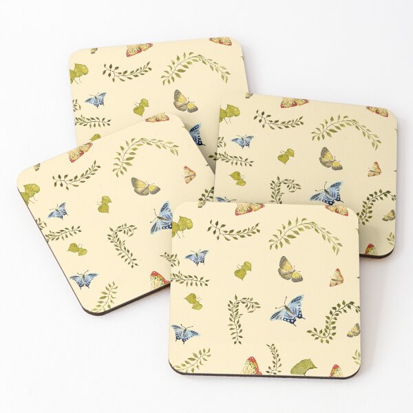 Item preview, Nature liana butterfly leaf pattern a watercolor yellow designed and sold by Yana Mustafina | Boho Soulful Designs.