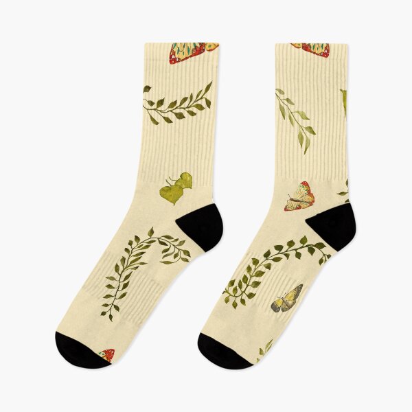Item preview, Nature liana butterfly leaf pattern a watercolor yellow designed and sold by Yana Mustafina | Boho Soulful Designs.