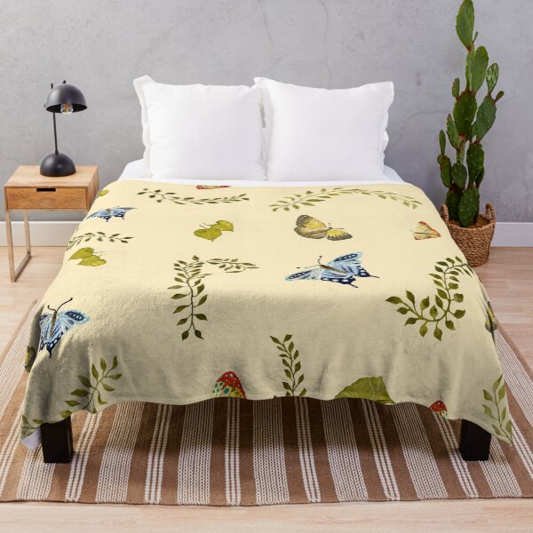 Artikelvorschau, Natur Liane Schmetterling Blatt Muster ein Aquarell gelb entworfen und verkauft von Yana Mustafina | Boho Soulful Designs.