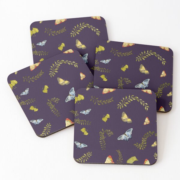Artikelvorschau, Nature liana butterfly leaf pattern a watercolor violet entworfen und verkauft von Yana Mustafina | Boho Soulful Designs.