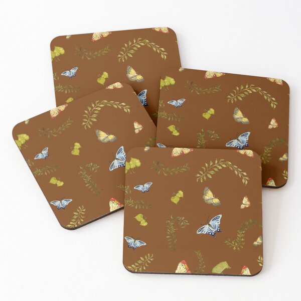 Artikelvorschau, Nature liana butterfly leaf pattern a watercolor brown entworfen und verkauft von Yana Mustafina | Boho Soulful Designs.