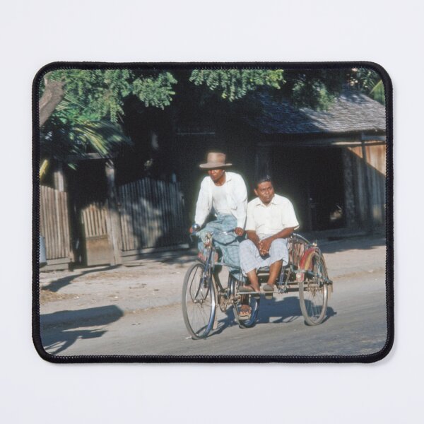 Item preview, 1970s - Scene of General Life in Bagan with a man riding a cycle rickshaw, Myanmar, Burma designed and sold by thatwaslife.