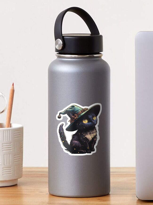 Thumbnail 1 von 3, Sticker, Süße kleine Hexenkatze designt und verkauft von WitchesAndCats.