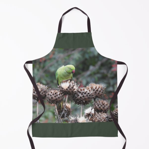 Item preview, Green Rose-ringed Parakeet on Cardoon seed-heads designed and sold by TwistedClassics.