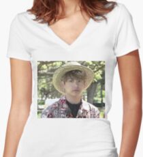 Jungkook Hawaii Meme Women's Fitted V-Neck T-Shirt