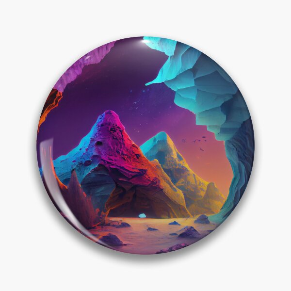 Artikelvorschau, Colorful Dusk View Outside Alien Cave Digital Painting entworfen und verkauft von CodeAndColors.