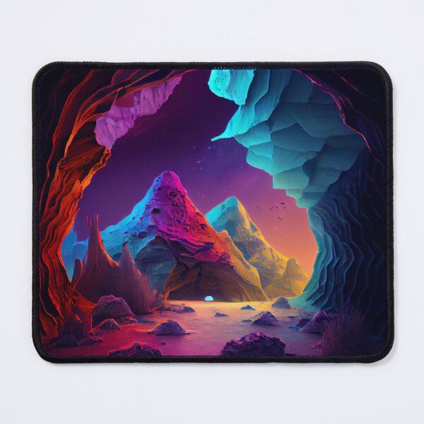 Artikelvorschau, Colorful Dusk View Outside Alien Cave Digital Painting entworfen und verkauft von CodeAndColors.