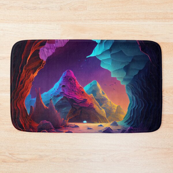 Artikelvorschau, Colorful Dusk View Outside Alien Cave Digital Painting entworfen und verkauft von CodeAndColors.