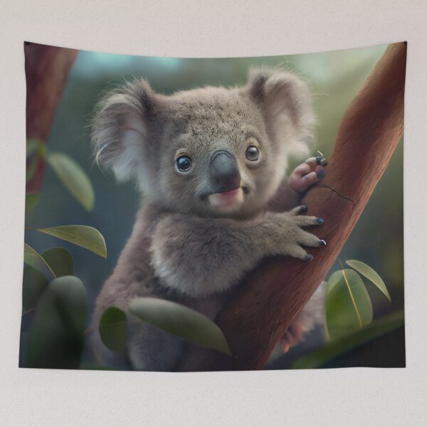 Item preview, Cute Baby Koala on Tree Branch Digital Painting designed and sold by CodeAndColors.