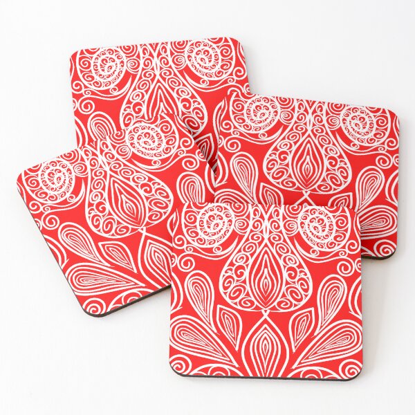 Item preview, Beautiful Free-Hand Red And White Floral Pattern designed and sold by patternologyy.