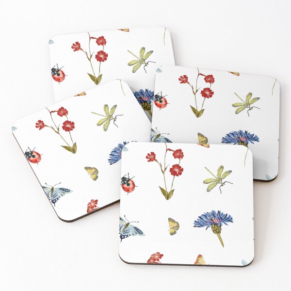 Artikelvorschau, Insect flower daisy colorful pattern a watercolor entworfen und verkauft von Yana Mustafina | Boho Soulful Designs.