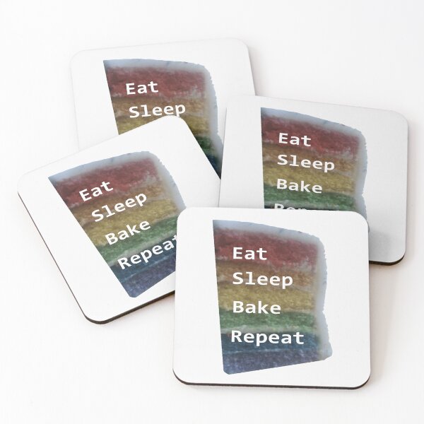 Item preview, Eat Sleep Bake Repeat colourful layer cake slice designed and sold by glowvim.