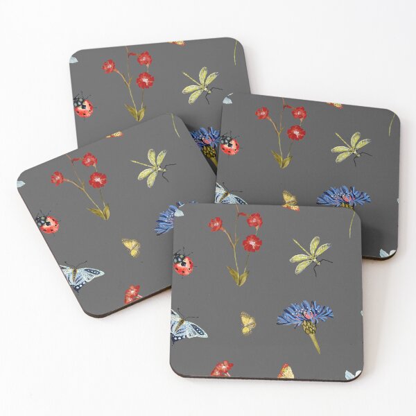 Artikelvorschau, Insect flower daisy colorful pattern a watercolor grey entworfen und verkauft von Yana Mustafina | Boho Soulful Designs.