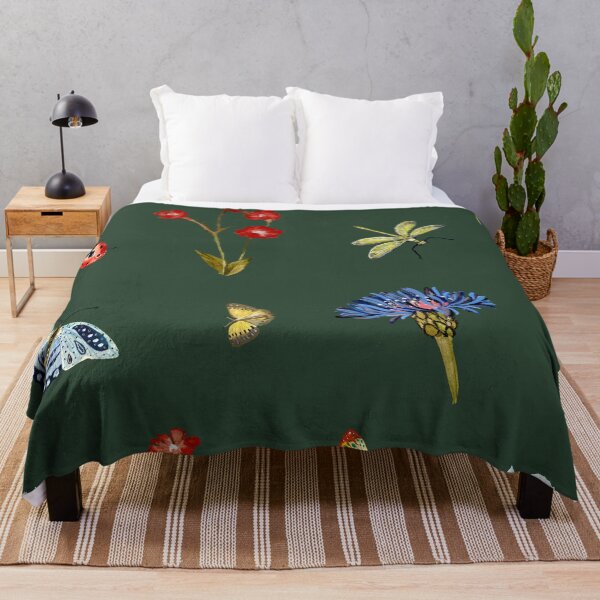 Artikelvorschau, Insect flower daisy colorful pattern a watercolor green entworfen und verkauft von Yana Mustafina | Boho Soulful Designs.