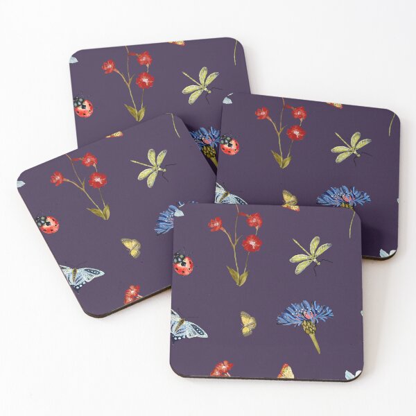 Artikelvorschau, Insect flower daisy colorful pattern a watercolor violet entworfen und verkauft von Yana Mustafina | Boho Soulful Designs.