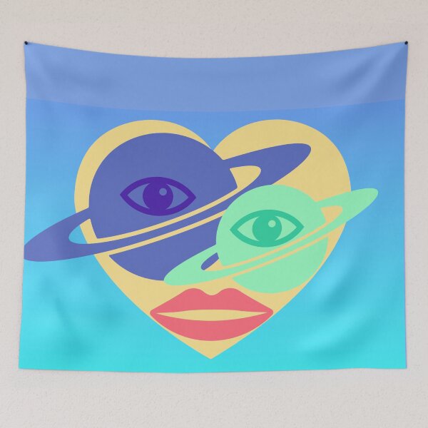 Item preview, Saturn ring heart pattern modern design blue designed and sold by Bakkia.