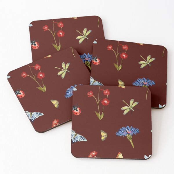 Item preview, Insect flower daisy colorful pattern a watercolor red designed and sold by Yana Mustafina | Boho Soulful Designs.