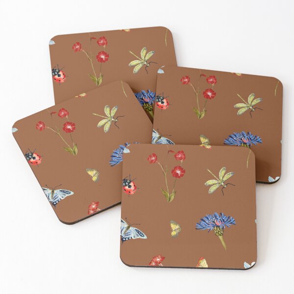 Artikelvorschau, Insect flower daisy colorful pattern a watercolor brown entworfen und verkauft von Yana Mustafina | Boho Soulful Designs.