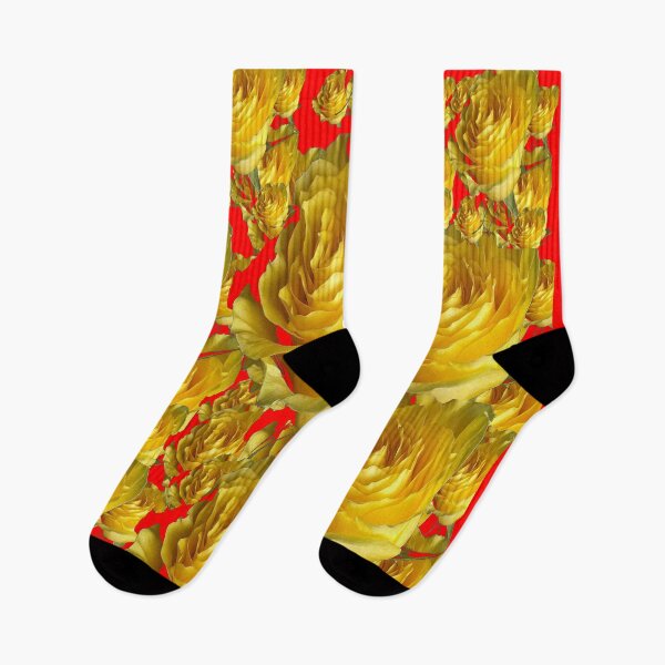 Item preview, ABSTRACT GOLDEN YELLOW HOLIDAY ROSES RED ART designed and sold by sharlesart.