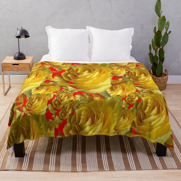 Item preview, ABSTRACT GOLDEN YELLOW HOLIDAY ROSES RED ART designed and sold by sharlesart.