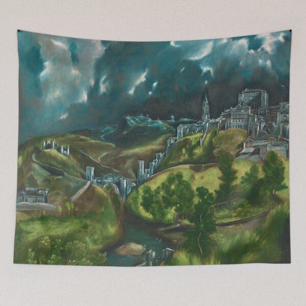 Item preview, View of Toledo, El Greco, By Domenikos Theotokopoulos: Painting Artwork Enhanced For Brighter Colors designed and sold by MonochromaKey.