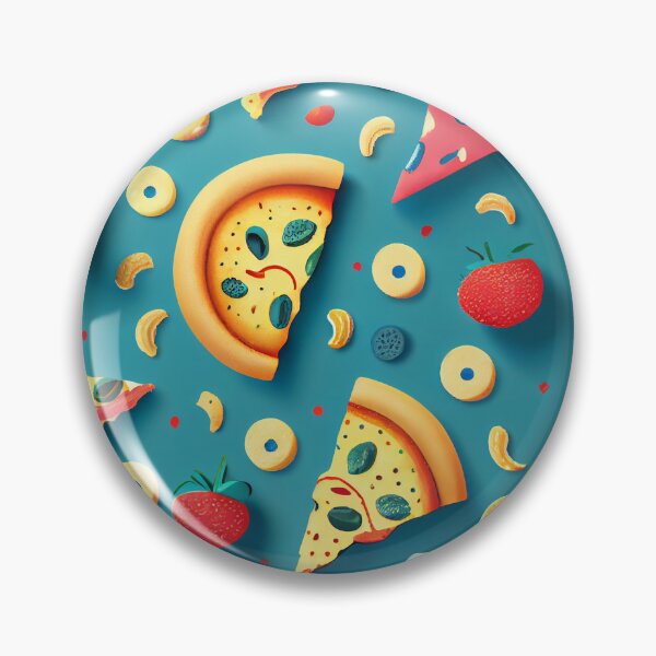 Item preview, Fun Pizza and Food Pattern on Blue Digital Painting designed and sold by CodeAndColors.