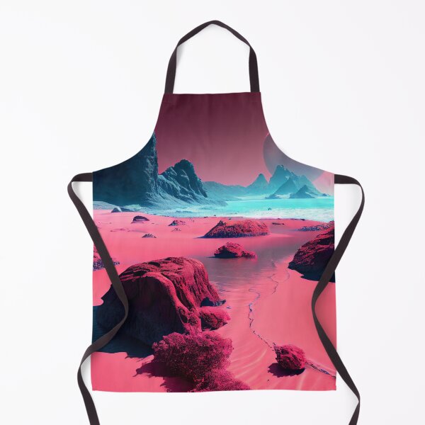 Artikelvorschau, Abstract Pink Alien Planet with Blue Mountains Digital Painting entworfen und verkauft von CodeAndColors.