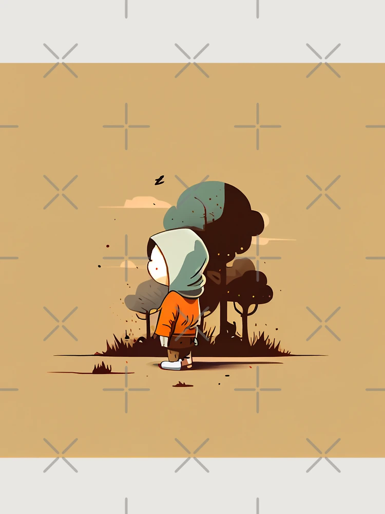 Thumbnail 6 von 6, Premium Oversized Pullover, Flat Cartoon Boy With Trees Digital Painting designt und verkauft von CodeAndColors.
