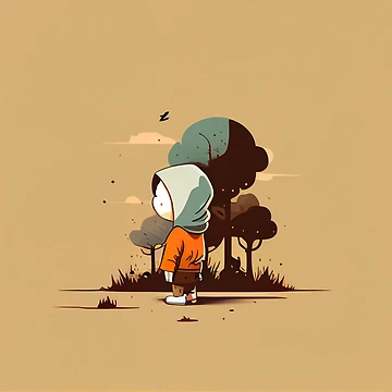 Vorschaubild zum Design Flat Cartoon Boy With Trees Digital Painting von CodeAndColors