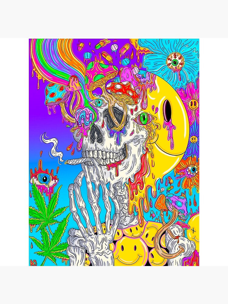 Psychedelic Trippy Skeleton Design | Art Board Print