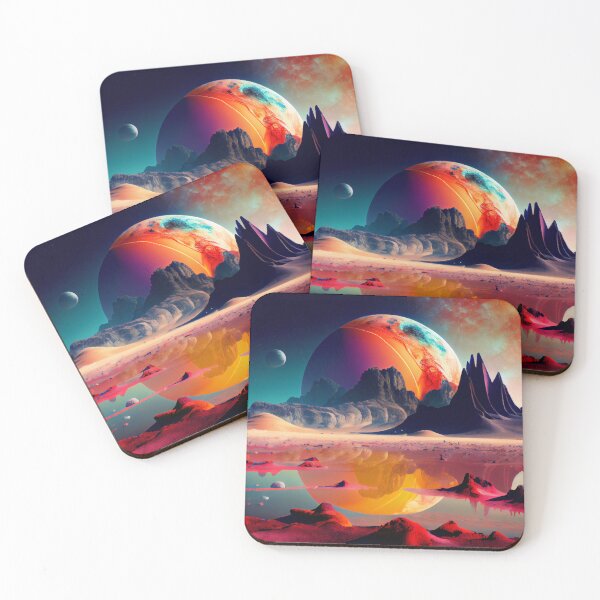 Item preview, Colorful Bright Scene on Alien Planet with Space Digital Painting designed and sold by CodeAndColors.
