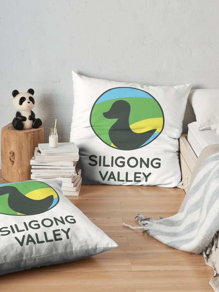 Alternate view of Siligong Valley logo w/text black Floor Pillow