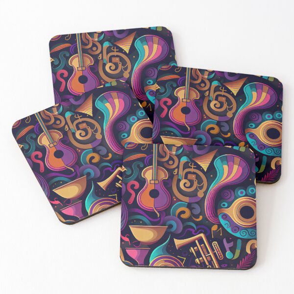 Item preview, Abstract Colorful Musical Instrument Pattern Digital Painting designed and sold by CodeAndColors.