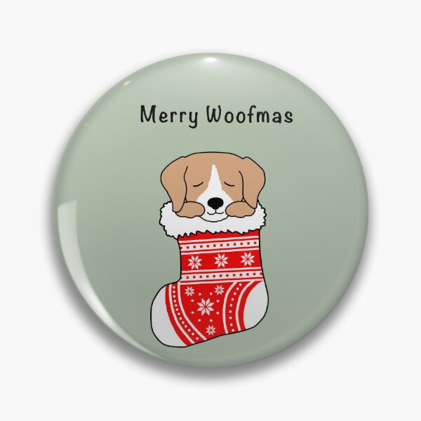 Item preview, Merry Woofmas. Dog in Christmas stocking designed and sold by Scat the cat.