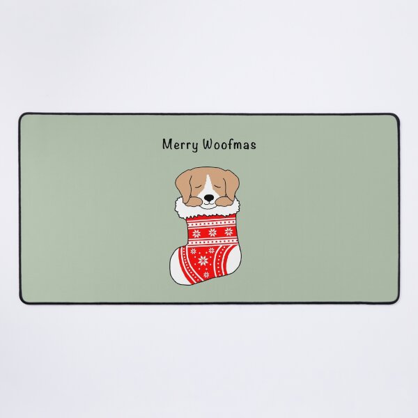 Item preview, Merry Woofmas. Dog in Christmas stocking designed and sold by Scat the cat.