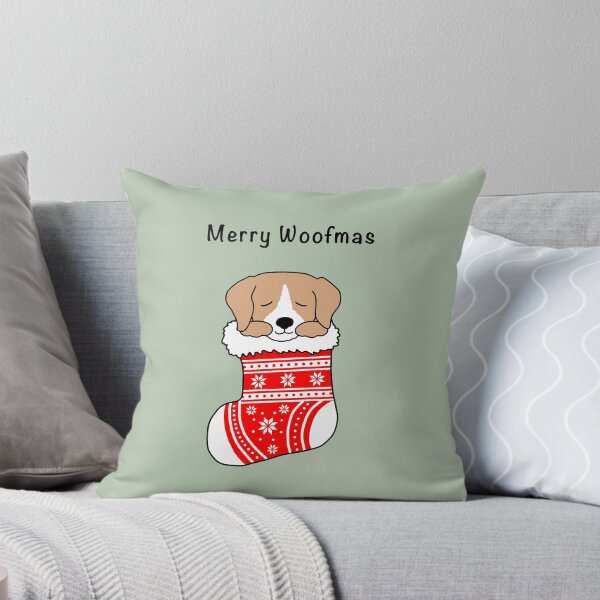 Item preview, Merry Woofmas. Dog in Christmas stocking designed and sold by Scat the cat.