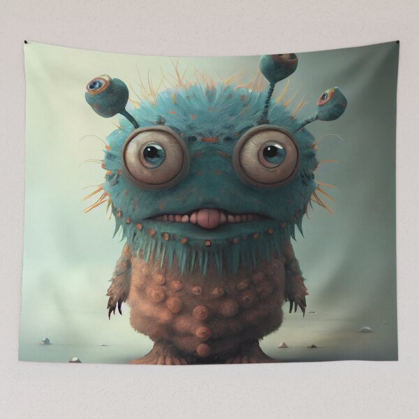 Item preview, Funny Little Monster with Big Eyes Digital Painting designed and sold by CodeAndColors.