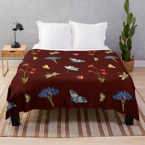 Artikelvorschau, Insect flower camomile cute pattern a watercolor red entworfen und verkauft von Yana Mustafina | Boho Soulful Designs.